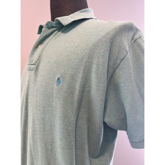 Polo Ralph Lauren 100% Pique Cotton Collared Shirt Pastel Green Size Large SG - Picture 2 of 7